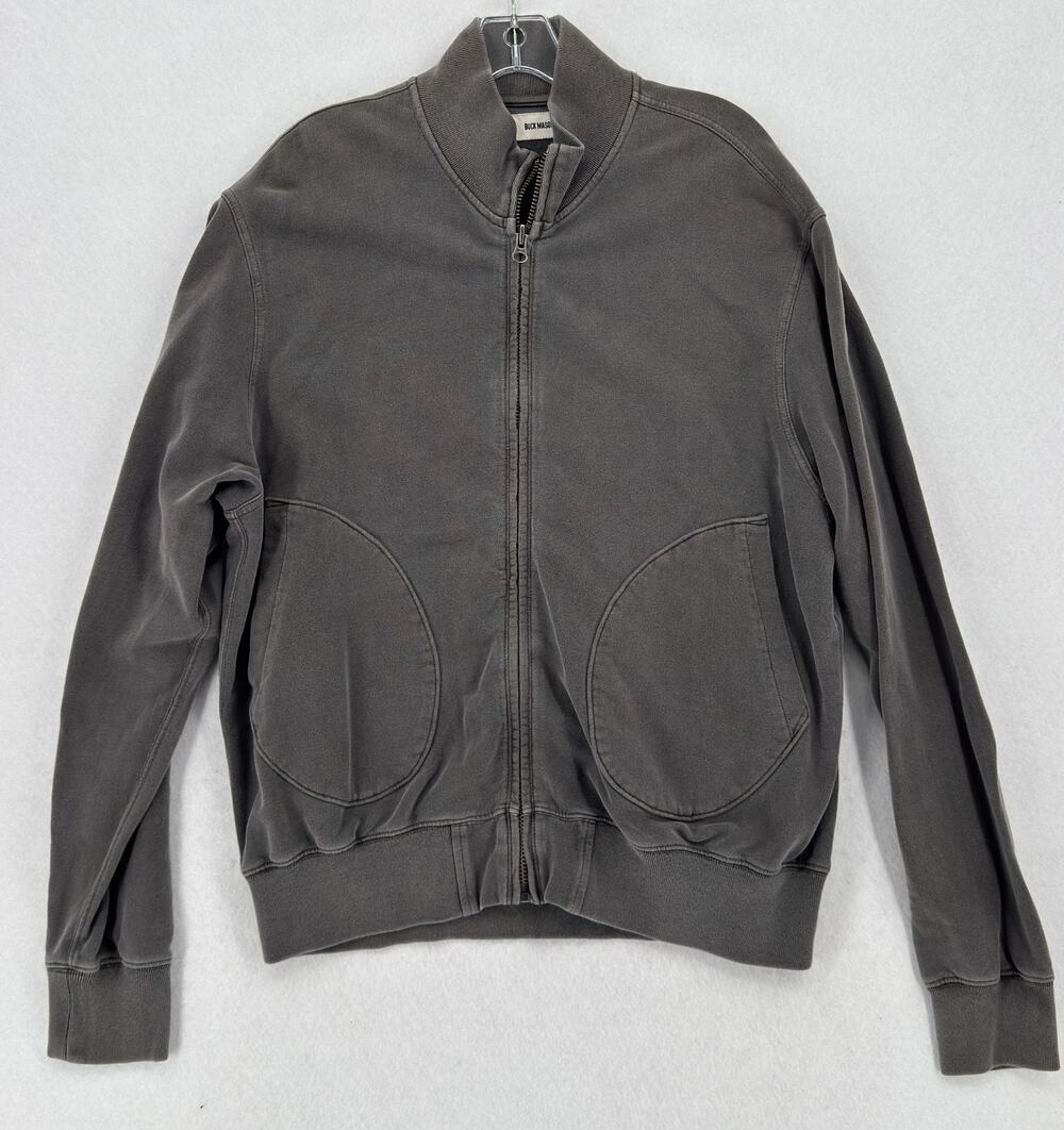 Buck Mason Mens Gray Full Zip Brushed Loopback Track Jacket Sz XL